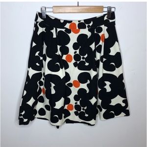 Marimekko pleated skirt RARE black ivory orange pattern size small